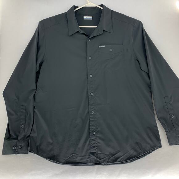 Columbia Solid Dark Gray Long Sleeve Button-Up Shirt Lightweight Size XL - Picture 1 of 15